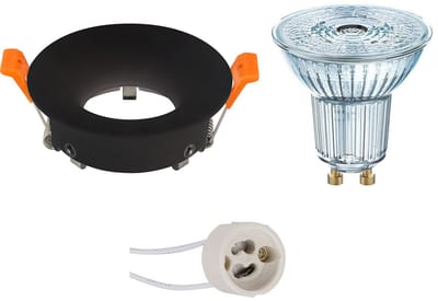 LED Spot Set - LEDVANCE Parathom PAR16 940 36D - GU10 Fitting - Dimbaar - Inbouw Rond - Mat Zwart - 3.4W - Natuurlijk Wit 4000K - Ø85mm