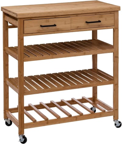 5Five Keukentrolley - met lades - bruin - bamboe hout - 90 x 74 x 38 cm - keukenkast