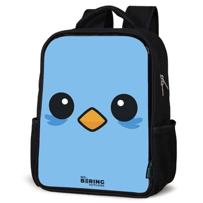 NoBoringSuitcases.com® - Rugzak zwart - Schooltas jongen & meisje - Vogelgezicht - Rugtas voor school - Boekentas kind - Schoolrugzak - Kinderrugzak