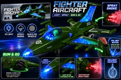 Fighter Aircraft - Army Jet - Straaljager met Rookspray op water en Licht effecten - Zelf rijdend vliegtuig (incl. batterijen