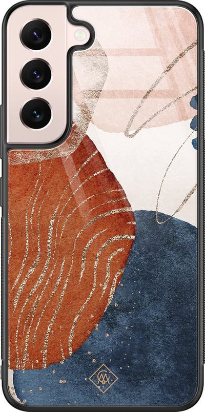 Casimoda® hoesje - Geschikt voor Samsung Galaxy S22 - Abstract Terracotta - Luxe Hard Case Zwart - Backcover telefoonhoesje - Multi