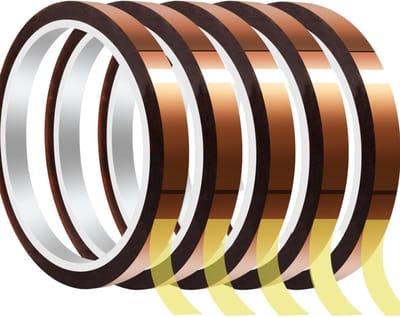 Hittebestendige Polyimide Tape 5-pack - 10mm x 33m voor Isolatie, Elektronica en Hobbyprojecten