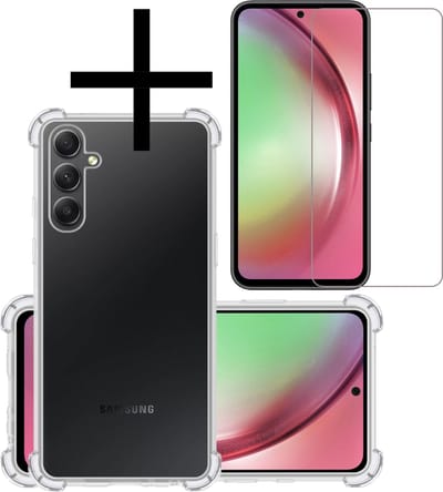 Hoesje - Met Screenprotector - Geschikt voor Samsung Galaxy A54 - Sterk & Shockproof - Siliconen Case - Back Cover - Telefoon Hoes - Shock Proof - Transparant