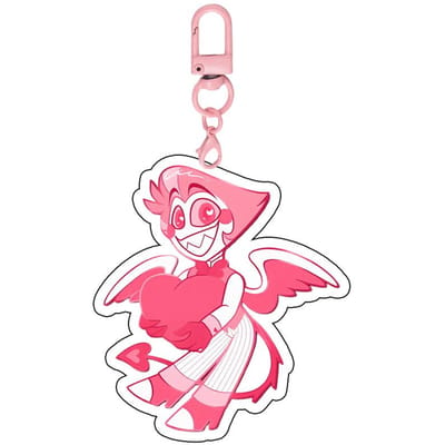 Porte-clés Acrylique Anime Lucifer Morningstar Alastor Adam L'Exorciste Angel Dust Accessoires Périphériques pour Sac à Dos Cadeau de Festival pink