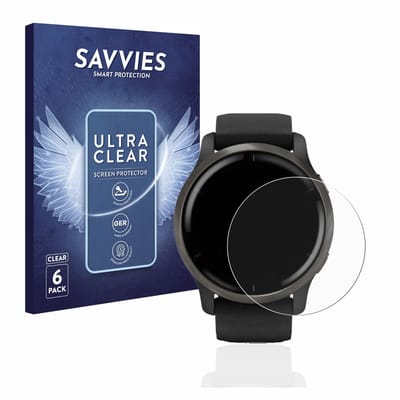 Savvies - Screenprotector voor Garmin Venu 2 - Folie Beschermfolie transparant 6 Stuks
