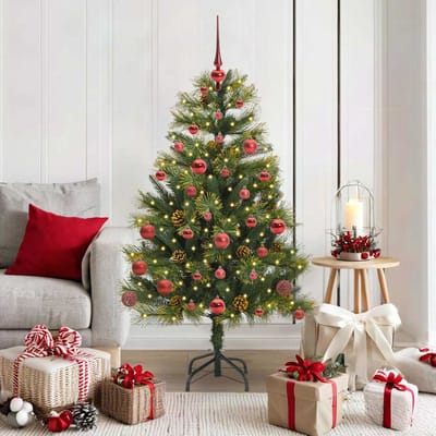 vidaXL - Kunstmatige - Scharnierende - Kerstboom - met - Kegels - Groen - 150 - cm