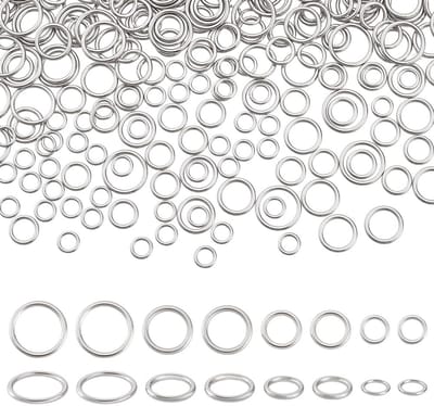Dailygoods- Springringen 360 Stuks - Gesloten Ringen - 4 Maten - Zilveren Sieraden - Connectoren - Duurzaam Materiaal - Voor Doe-Het-Zelf Ambachten - Sieradenringen