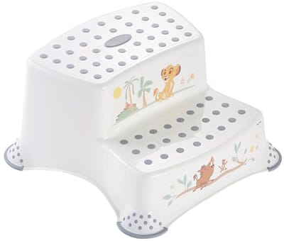 Keeeper Opstapje Kind - Lion King - Wit - 2 Treden - met Anti Slip - Geschikt voor o.a. WC, Tafel , Wastafel