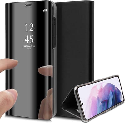 Hoesje geschikt voor Samsung Galaxy S21 - Book Case Spiegel Zwart