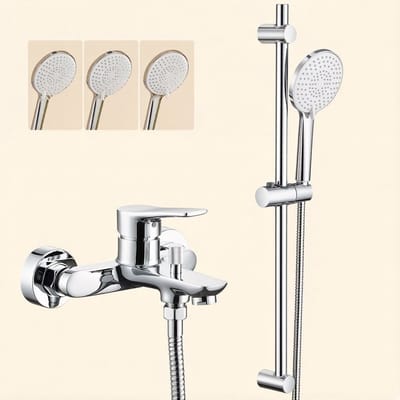 Auralum Max Badkraan met Handdouche - 70cm Glijstang - Wandmontage - Badmengkraan - 3 Standen Handdouche - Messing - Met Omstelling - Waterbesparend - Chroom