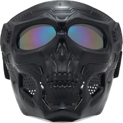 Bovista Airsoft Masker - Paintball - Mask - Tactical Helmet - Helm - Skelet - Blauw Vizier