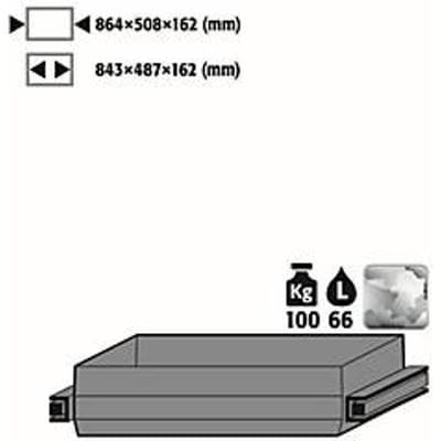 Zware uittrekbare lade voor asecos veiligheidskasten van de series Q30, Q90 en S90, roestvrij staal 1.4301, B 864 x D 508 x H 162 mm, 66 l, tot 100 kg