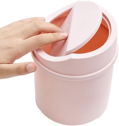 Prullenbak Bureau - Afvalbak Mini - Netjes Werken - Praktisch Dekselontwerp - 21 cm - Roze