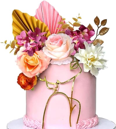 Set van 13 Herbruikbare Bloemdecoraties voor Taarten, Perfect voor Verjaardagen en Bruiloften, Niet-Eetbaar, Roze, Paars en Wit