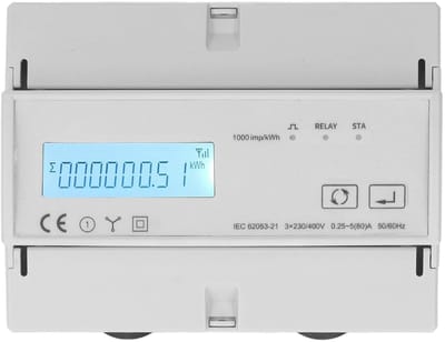 3-fase Elektriciteitsmeter - Energiemonitor Apparaat - Realtime Verbruik Meten - Bidirectionele Meting - 126 x 98 x 80 mm - Wit