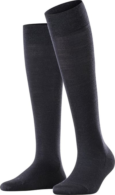 FALKE Sensitive Berlin drukvrije comfort tailleband wol katoen kniekousen dames blauw - maat 39-42