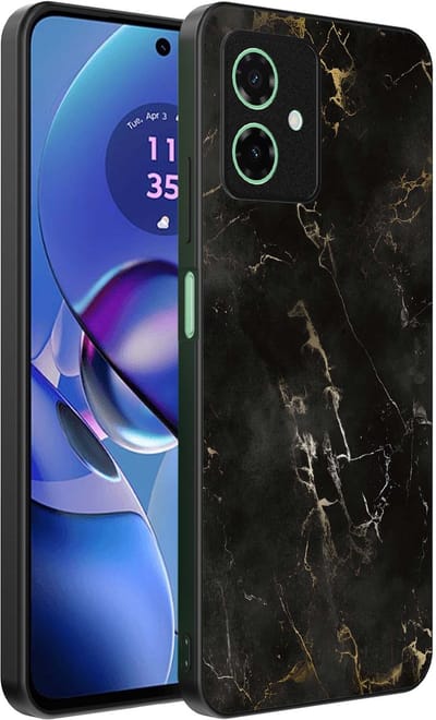 Smartphonica Telefoonhoesje Geschikt voor Motorola Moto G55 met marmer opdruk - TPU backcover case black marble design - Zwart geschikt voor Motorola Moto G55