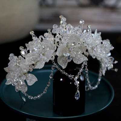 Nouvelle Couronne de Mariée Style Coréen Super Féerique Coiffe Couronne Tiara Faite à la Main Accessoires de Cheveux Accessoires de Mariage Principaux gray