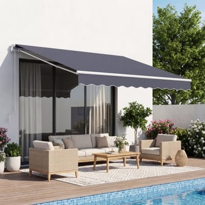 VEVOR Knikarmzonnescherm 2,5x2 m, Uitschuifbaar zonnescherm met handslinger, Terraszonnescherm UPF 80+ zonbescherming, Zonnescherm, Balkonzonnescherm voor terras, balkon, tuin en ramen, Grijs