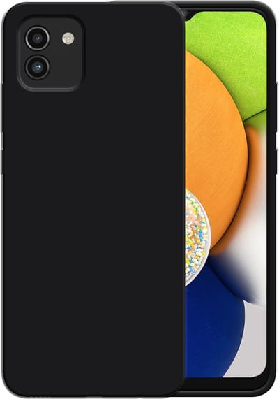 Smartphonica Siliconen hoesje voor Samsung Galaxy A03 case met zachte binnenkant - Zwart geschikt voor Samsung Galaxy A03