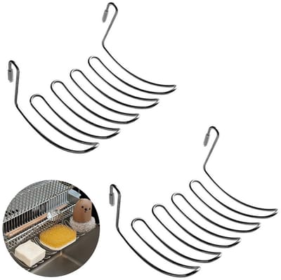 2-stuks Afwasrek van roestvrij staal voor wandmontage - Afdruiprek van roestvrij staal - Sponsrekje voor de gootsteen - Sponsrekje - Afdruiprek - Hangend opbergrek - 11,7*9,3*6,6 cm - Geschikt voor gootstenen, badkamers, enz. - Zilver