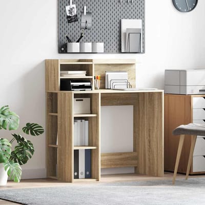 vidaXL - Bureau - Sonoma - Eik - Bewerkt - hout - 90 - x - 48 - x - 101,5 - cm