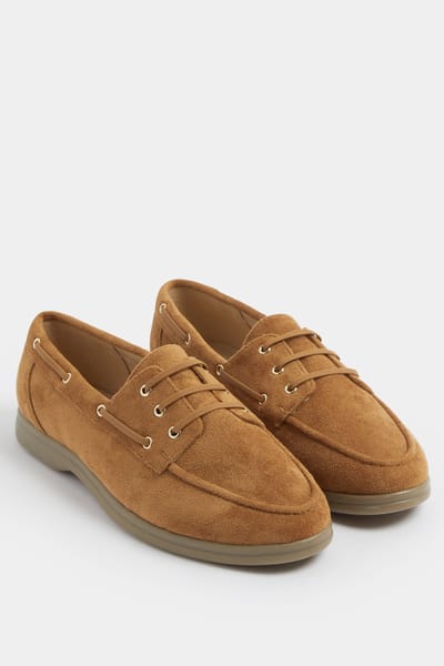 Yours Bruine Imitatiesuède Loafers In Extra Brede Pasvorm Eeesize 37EEE