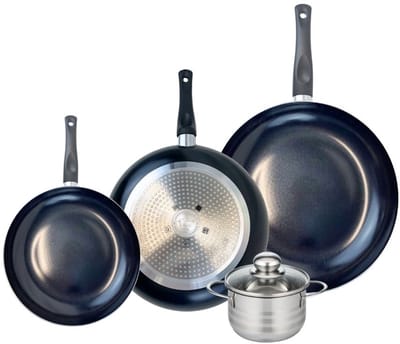 Set van 3 Koekenpannen 20, 24 en 28 cm en 1 braadpan 12 cm Elo Prima Brillant