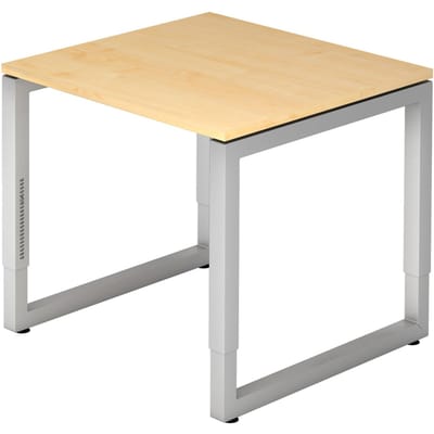 REGO 8 S | Bureau - 80 x 80 Esdoorn/Zilver Tafelhoogte I In hoogte verstelbaar