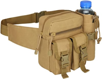 Waterdichte Molle Heuptas - Wandelen Waistpack Met Waterfleshouder voor Outdoor Fietsen - Klimmen - Kaki - Eén maat