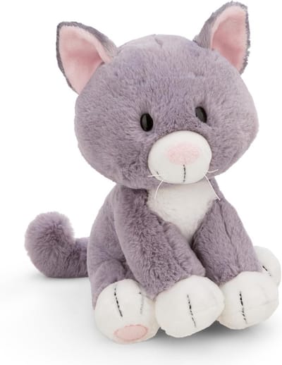 Knuffel Kat - Zacht Pluche Dier - Knuffelen en Spelen - Gemaakt van Gerecycled Materiaal - 35 cm - Grijs