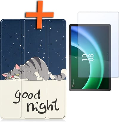 Hoesje - Geschikt voor Lenovo Tab P11 (2e / 2nd Generatie) - Met Screenprotector - Trifold Bookcase - Hard Cover - Hardcover Book Case - Tablet Hoes - Kat