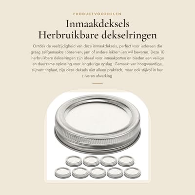Dailygoods- Inmaakdeksels 10 Stuks - Herbruikbare Deksels - Multifunctionele Glazen Deksels - Slijtvast Materiaal - Duurzaam en Praktisch - Veilig voor Langdurig Gebruik - Glasdeksels