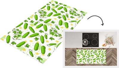 Keukenloper - Loper keuken - Komkommer - Groente - Patronen - 120x60 cm - Keukenloper vinyl