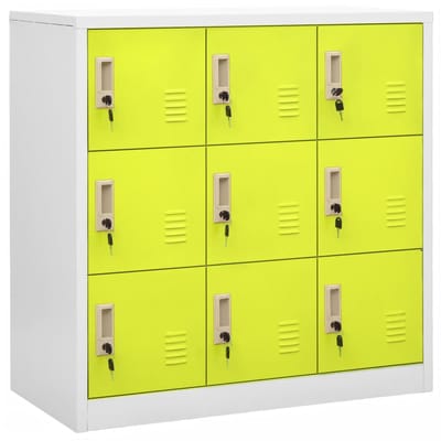 vidaXL - Lockerkast - 90x45x92,5 - cm - staal - lichtgrijs - en - groen