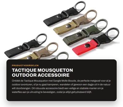 Dailygoods- Mousqueton Robuust en Duurzaam - Fleshouder Fiets - Drinkfleshouder - Tactische Nylon - Klittenbandsluiting - Lichtbestendig