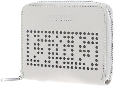 COCCINELLE Leren Portemonnee Metallic Perforee Leather Zip Around Wallet White Wit