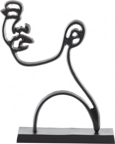 Light & Living Deco Beeld Face - Metaal - Zwart - 33x48x8 cm (BxHxD)