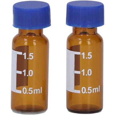 100 STuks Laboratorium Autosampler Flesje Bruine Kleur Schroefdop 2 ml Monsterflesje met Schrijfgebied en Schaal brown