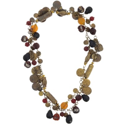 Behave – Lange ketting dames – Munt & glaskraal – Vintage herfststijl