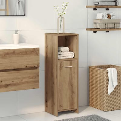 vidaXL - Badkamerkast - 30x30x95 - cm - bewerkt - hout - artisanaal - eikenkleur