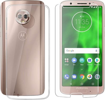 Hoesje Geschikt voor: Motorola Moto E5 Plus Transparant TPU Siliconen Soft Case + 2X Tempered Glass Screenprotector