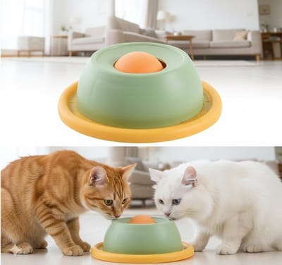 Slow Feeder Lekbak voor honden en katten met antislip ontwerp, rotatiebal en zuignap, bevorderlijk voor spijsvertering en angstbeheersing, ideaal voor natvoer en lekkernijen