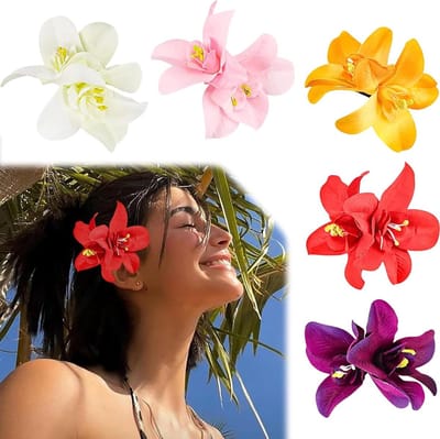 Allecto Plus - Set van 5 kunstbloemen haarspelden voor bruidshaaraccessoires en vakantie aan zee