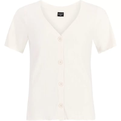 Protest PRTOval - T-shirt Dames - Korte mouwen - V hals - Knoopsluiting - Crème