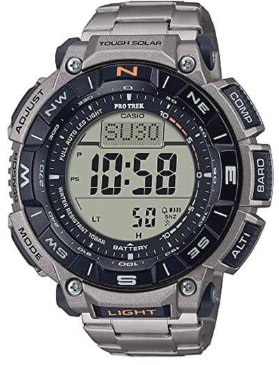 Pilotenhorloge Grijs met Digitale Display en Titanium Armband