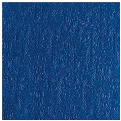 Servetten Luxe - 15x stuks - 33 x 33 cm - donkerblauw - barok patroon - 3 laags
