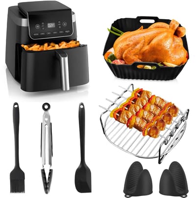 Dailygoods- Siliconen Vorm 11-delige Set - Airfryer Accessoires - Geschikt voor Ninja AF140UK/AF180UK - Perfecte Pasvorm - Inclusief Grillrooster/Handschoenen