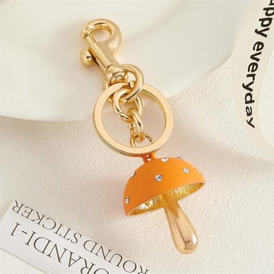 Porte-clés tendance en forme de champignon, pendentif de sac, breloque de voiture, accessoires, cadeau créatif pour femmes orange