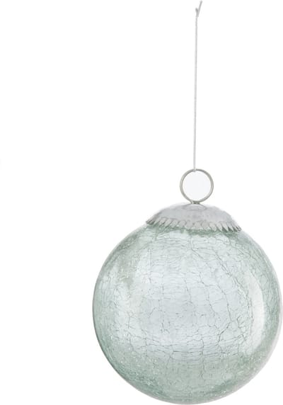 J-Line kerstbal Crackle - glas - mint - medium - 4 stuks